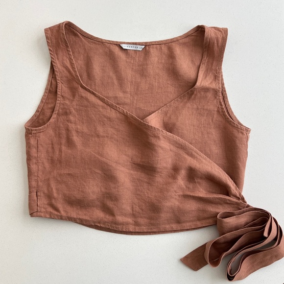 Linenfox Soja Wrap Linen Top – Mocha Mousse - L - Picture 5 of 6